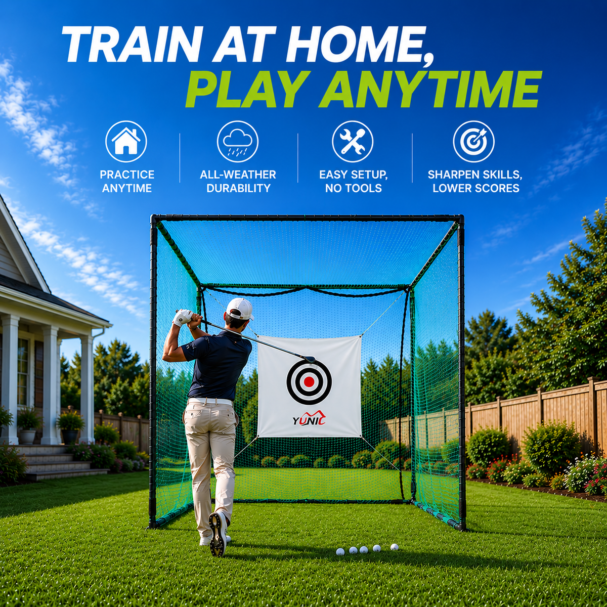 Golf Driving Practice Cage (Black) - Golf Supply HQ