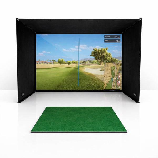 SimBox Golf Simulator Enclosure - 7 sizes, Pro + Impact Screen and Frame INCLUDES FREE SIDE BARRIERS