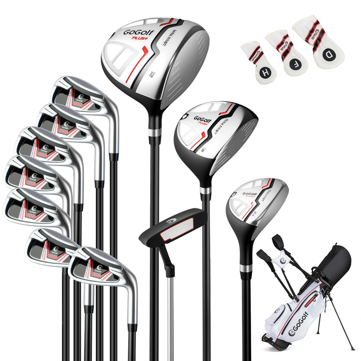 Women's Complete Golf Clubs and Bag Set with Headcovers and Putter-Red - Golf Supply HQ