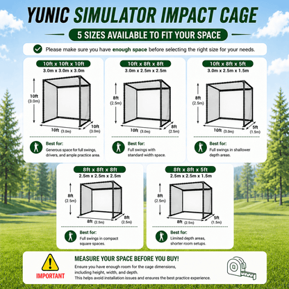 YUNIC Golf Driving Cage with Metal Frame and Simulator Impact Screen - Golf Supply HQ