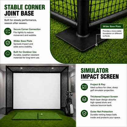 YUNIC Golf Driving Cage with Metal Frame and Simulator Impact Screen - Golf Supply HQ