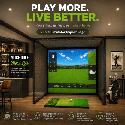 YUNIC Golf Driving Cage with Metal Frame and Simulator Impact Screen - Golf Supply HQ